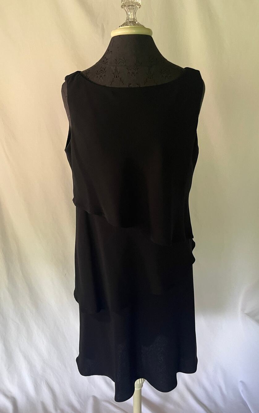 S.L. Fashions Petite Black Tiered Chiffon Sleeveless Cocktail Dress Size 14P